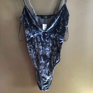 velvet grey/blue body suit